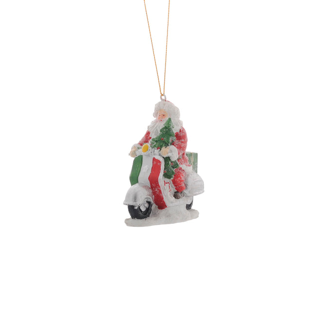 Santa On Scooter Hanging Ornament