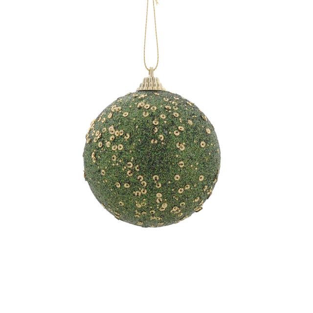 Bauble with sequins green 8cm