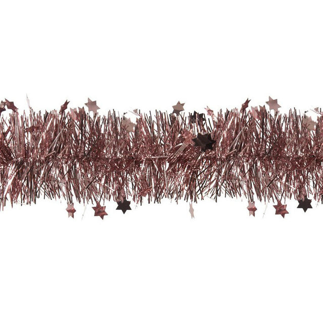 Velvet Pink Tinsel Garland with Stars 10x270cm
