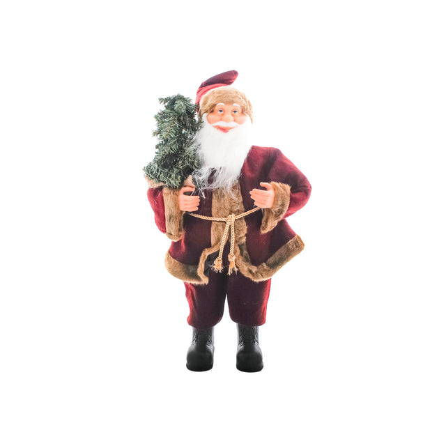 Santa With Tree Oxblood 30X20X60Cm