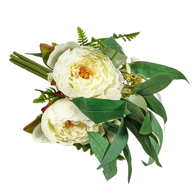 Artificial Rose & Peony Bouquet - White