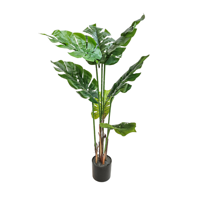 Artificial Thin Stem Monstera Tree In Pot 1M 7 Leaves