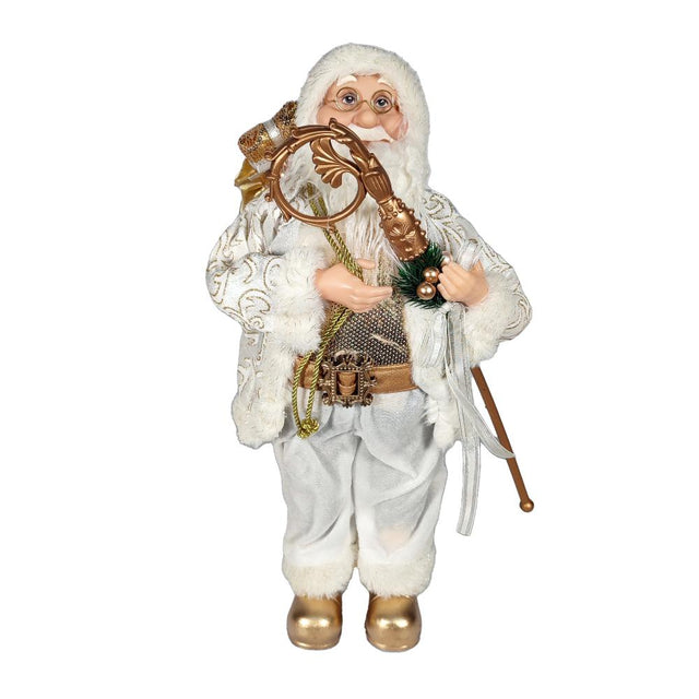 Gold and White Santa Figurine with staff 45cm