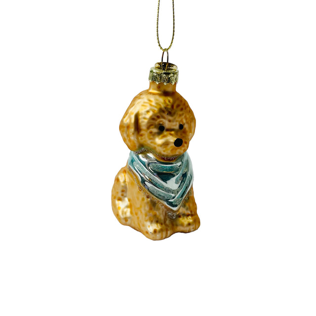 Light Gold Dog Glass Silver Glitter On Blue Dawn Scarf