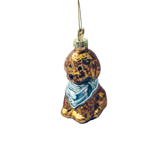 Dark Gold Dog Glass Silver Glitter On Blue Dawn Scarf