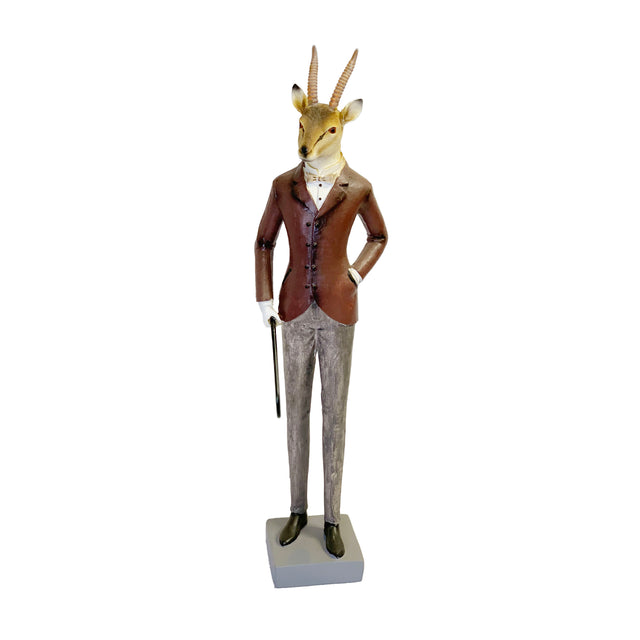Statue Buck Standing With Cane 17Inch