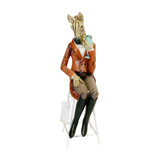 Statue Zebra With Wine Glass 12X8X34Cm