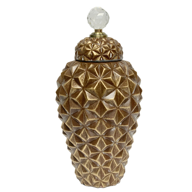 Gold Geometric Ginger Jar 16x16x37cm