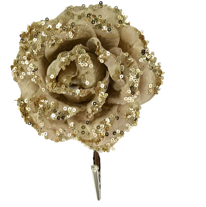 Flower Glitter Clip Champagne