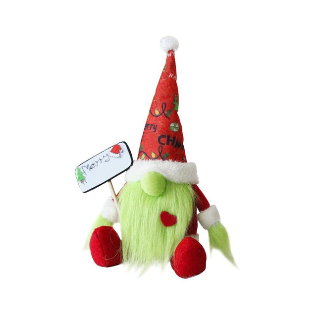 Grinch Plush Gnome with Signboard