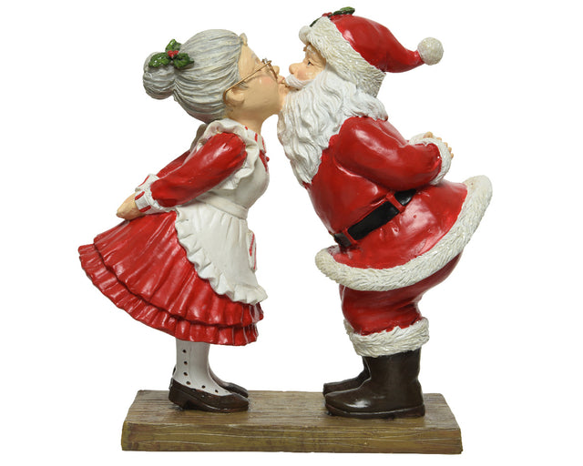 Santa And Mrs Claus Kissing 9X20X20Cm