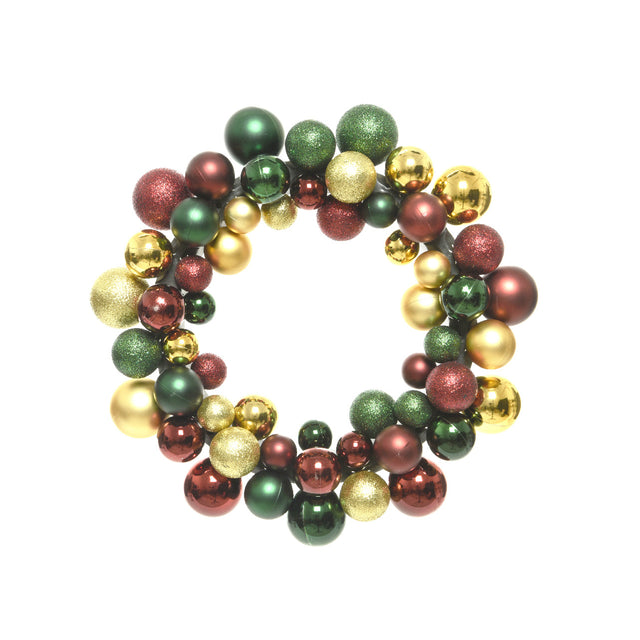 Wreath With Baubles Gold,Red And Green 33X7Cm