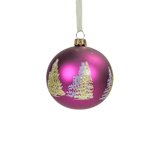 Violet Glass Bauble Christmas Ornament 8cm