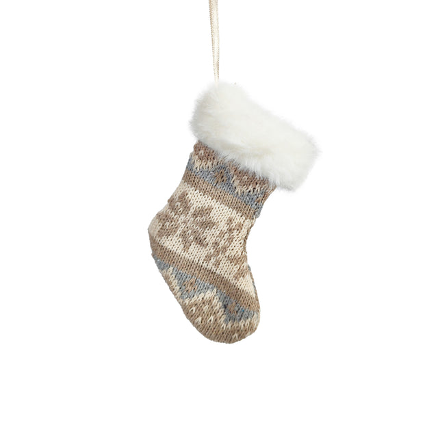 hanging brown knitted sock-8x2x14cm