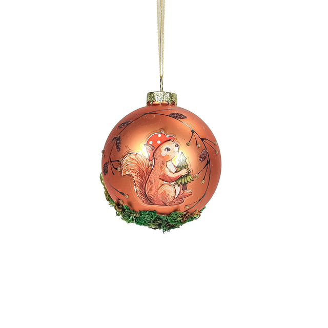 Bauble Glass With Moss Bronze 8cm