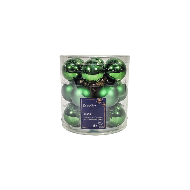 Baubles Glass Pine Green Tube Of 18 4Cm