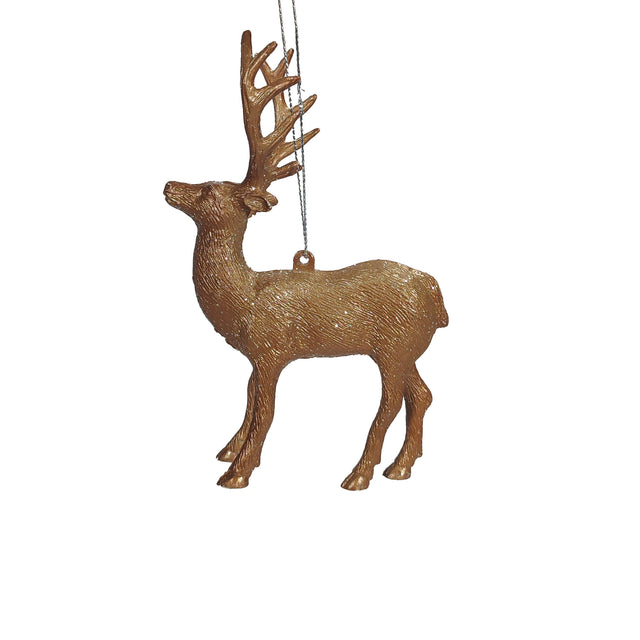 Deer Plastic Gold Looking To The Front 5X11X14Cm