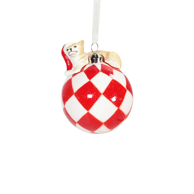 Dog Lying On Top of Glass Bauble 8cm