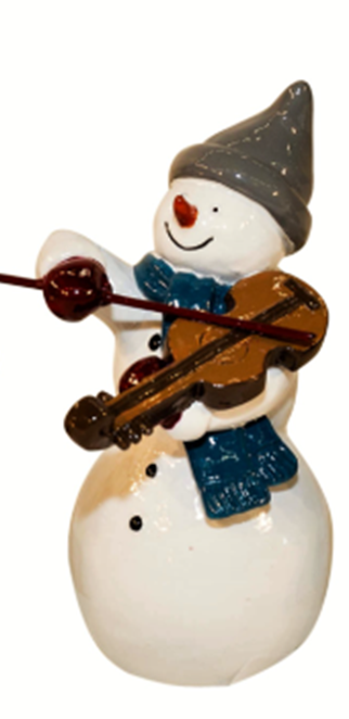 Snowman Playing The Violin 4X8Cm
