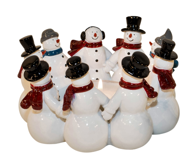 Snowmen In A Ring Tealight 11X10X6.5Cm