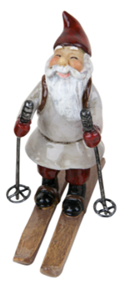 Little Elf On Ski'S - Grey Shirt And Moustache 8X7Cm