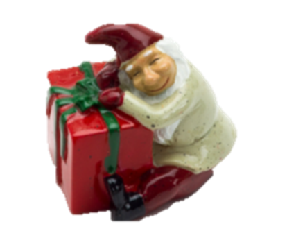 Sleeping Santa With Red Present 3X7Cm