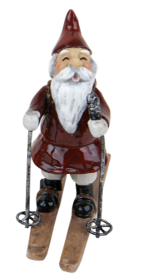 Little Elf On Ski'S - Red Shirt And Moustache 8X7Cm