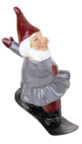 Skiing Santa Grey Shirt On Ski Board 7X6.5Cm