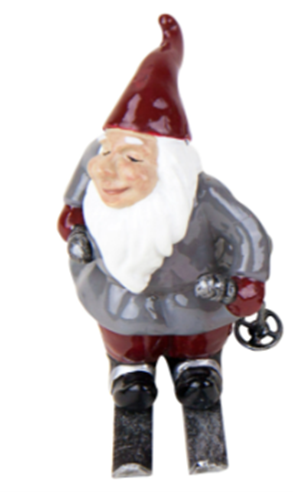 Skiing Santa Grey Shirt No Moustache 7X6.5Cm