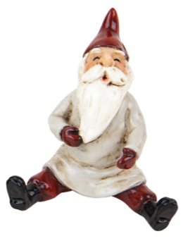 Small Sitting Santa - Grey Shirt With Moustache 3X5.5Cm