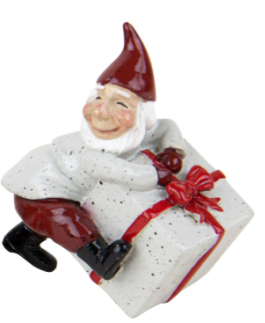 Small Santa With Gift Box - Red Ribbon 5.5X4.5X7.5Cm