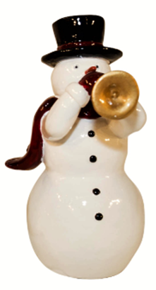 Snowman Playing The Trumpet 4X8Cm
