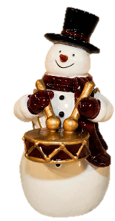Snowman Playing The Drums 4X8Cm