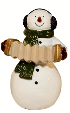 Snowman Playing The Accordion 4X8Cm