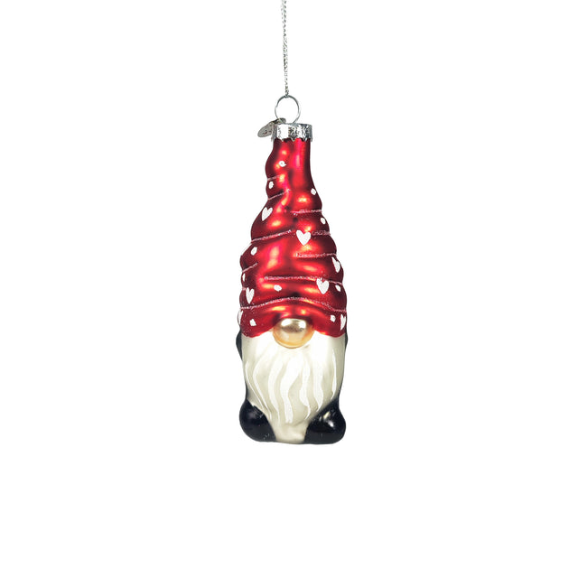 red glass gnome with hat-4x4-8x11-6cm
