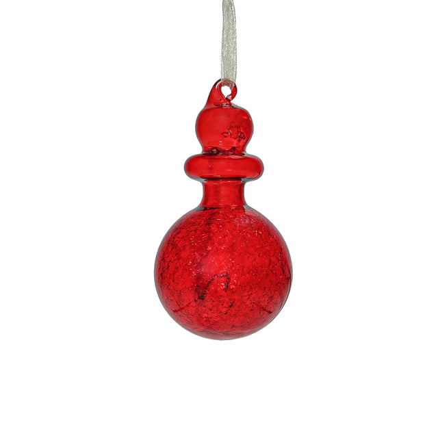 Ornament Glass With Spunn Glass Red Bauble Shape 6X6X13Cm