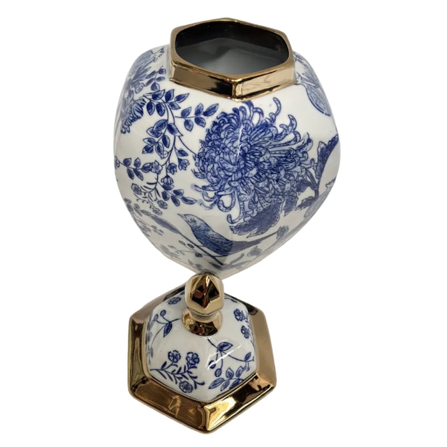 Chinoiserie Ginger Jar Gold Accented Lid 26x39cm