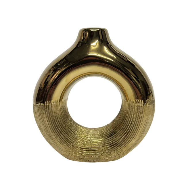 Gold donut vase 16x16cm