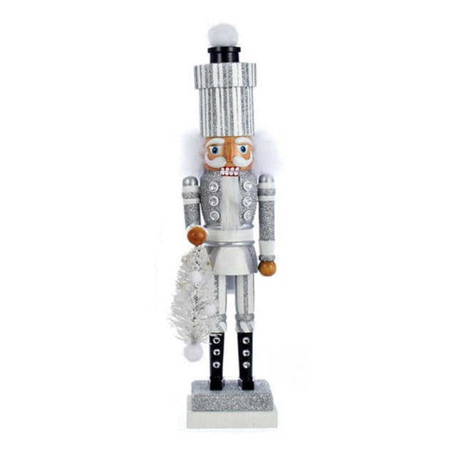 Hollywood Silver And White Nutcracker with White Tree 42.75cm