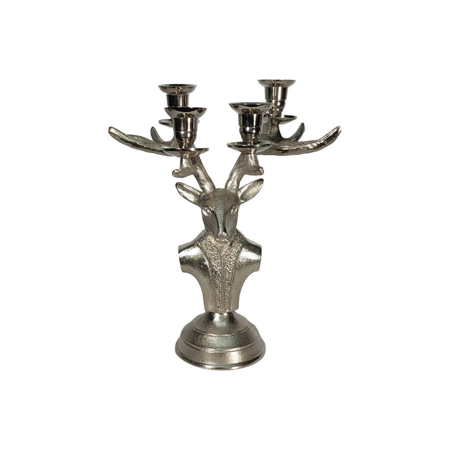 Nickel Deer Bust Candle Holder 30X20X36Cm