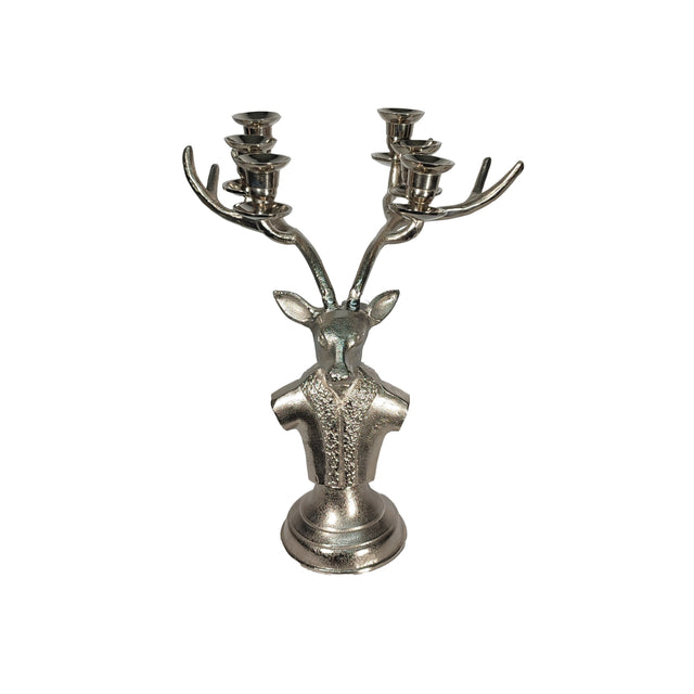 Nickel Deer Bust Candle Holder 36X30X42Cm
