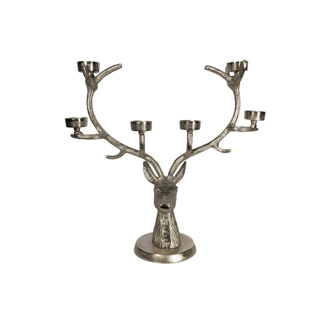 Nickel Deer Bust Candle Holder 41X44Cm