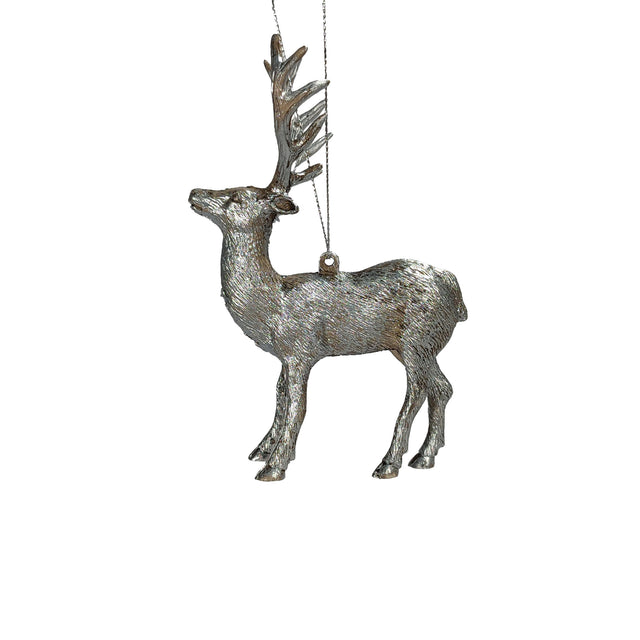 Reindeer Silver Looking Straight Hanging Ornament 5X11X14Cm