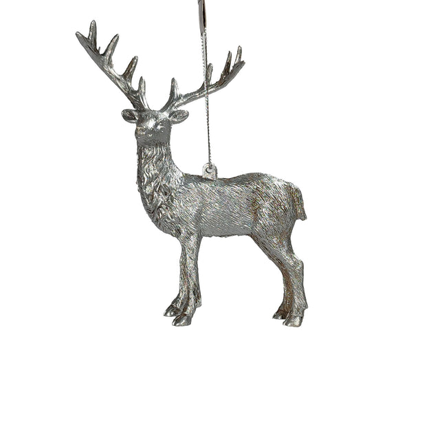 Reindeer Silver Looking To The Side Hanging Ornament 5X11X14Cm