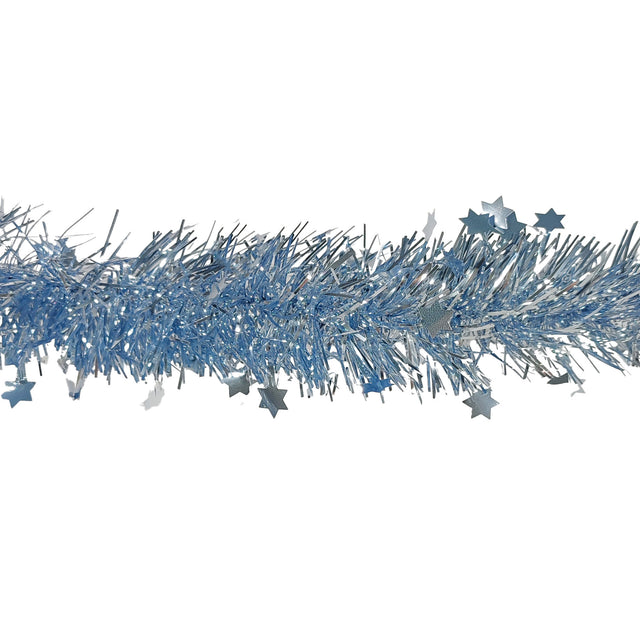 Tinsel Garland With Stars Light Blue 9X270Cm
