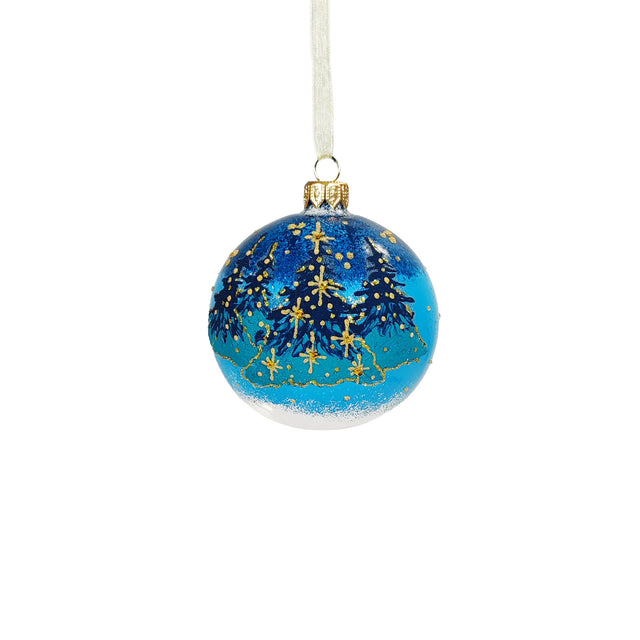 Bauble Glass With Forrest 8cm