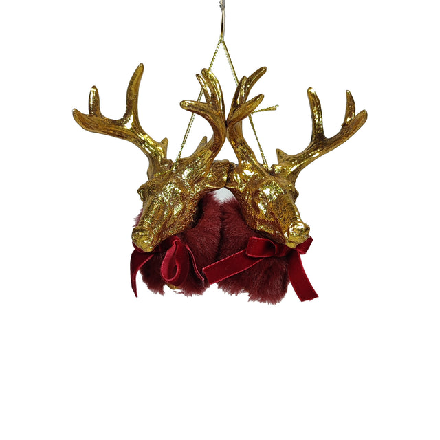 Deer Head With Red Pom-Pom Hanging Ornament