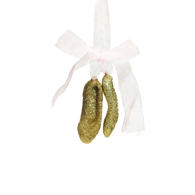 Ballet Shoes With Gold Glitter - Ornament 8cm