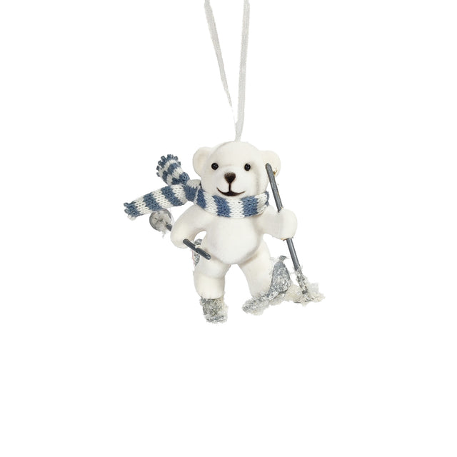Bear With Ski's One Hand Up Ornament 11x6.5x10cm