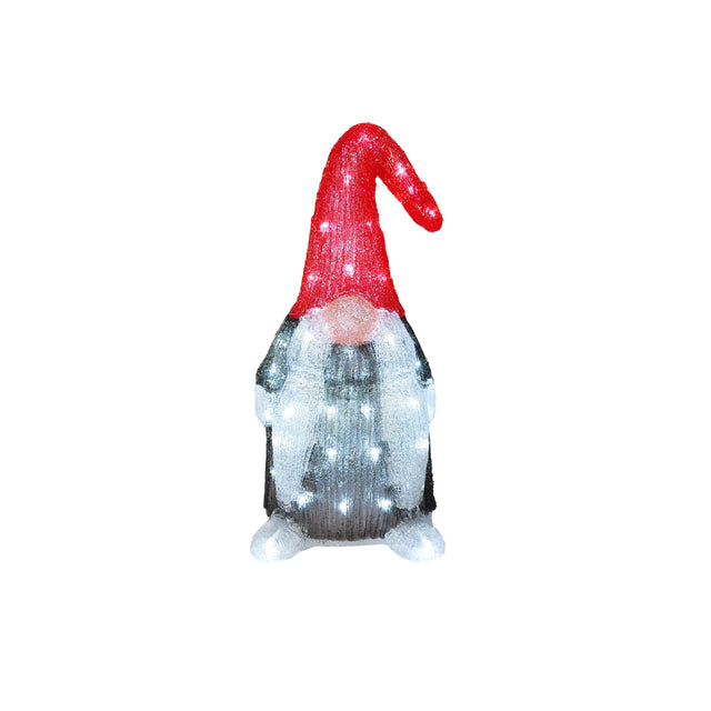 Led Gnome Outdoor Grey And Red 19X22X44Cm